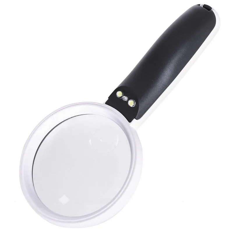 5-12X High-Definition Handheld Magnifying Glass With Two LED Lights and One UV Counterfeit Lamp, Reading Maintenance Magnifier