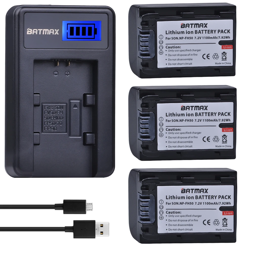 3Pcs set 2 шт. NP-FH50 NP-FH30 NP FH50 Батарея+ ЖК-дисплей USB Зарядное устройство для sony HX1 HX100 A230 A290 A330 A390 CX100E CX500E CX520E HC9E SR11E SR - Цвет: 3Pcs set
