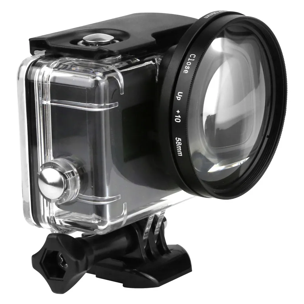 58 мм Лупа 10x увеличение макро крупным планом объектив для GoPro Hero 5 черный чехол