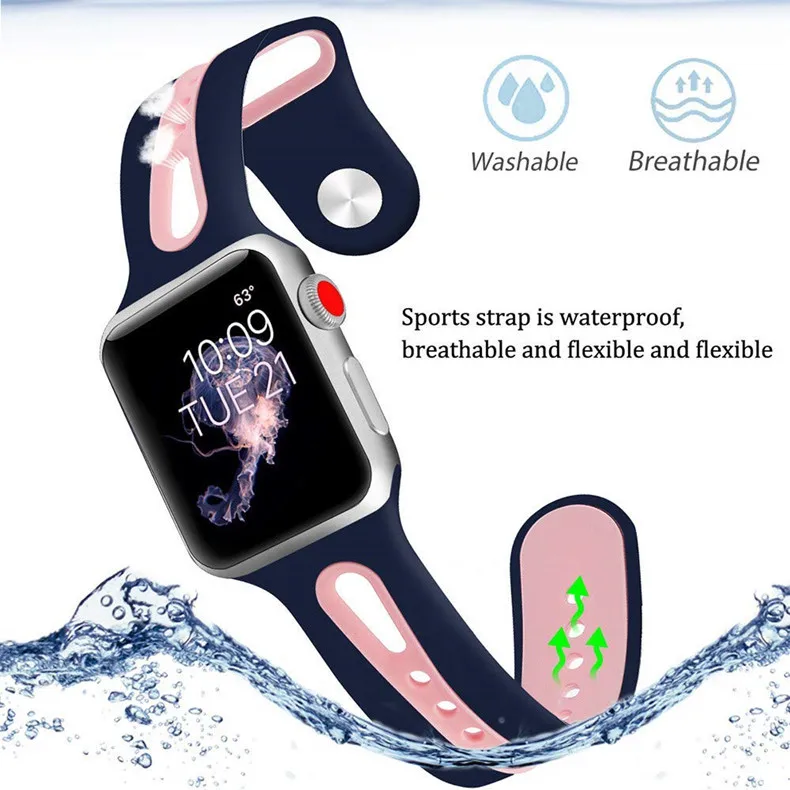 Ремешок для apple watch band apple watch 4 44 мм 40 мм iwatch band 42 мм 38 мм браслет correa резиновый apple watch 5 4 3 2 аксессуары