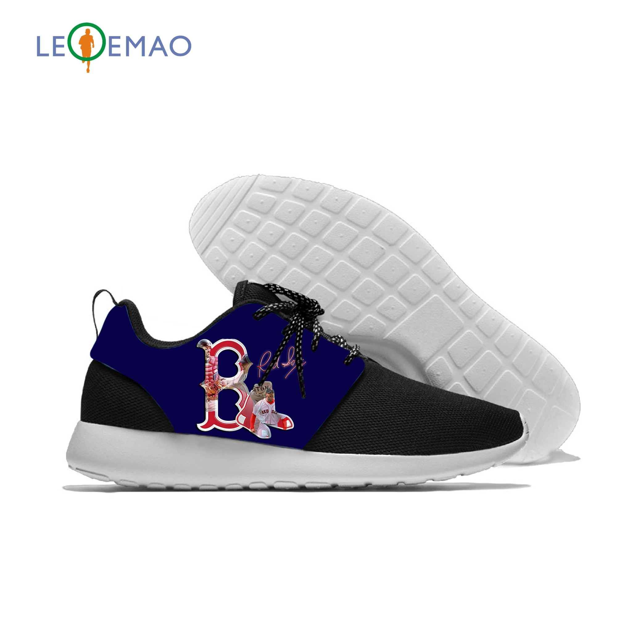 2020 Mens Women Fashion Print Red Sox Logo Sneakers Comfortable Baltimore Lace-Up Unisex Shoes For Boston Baseball Team Fans | Спорт и