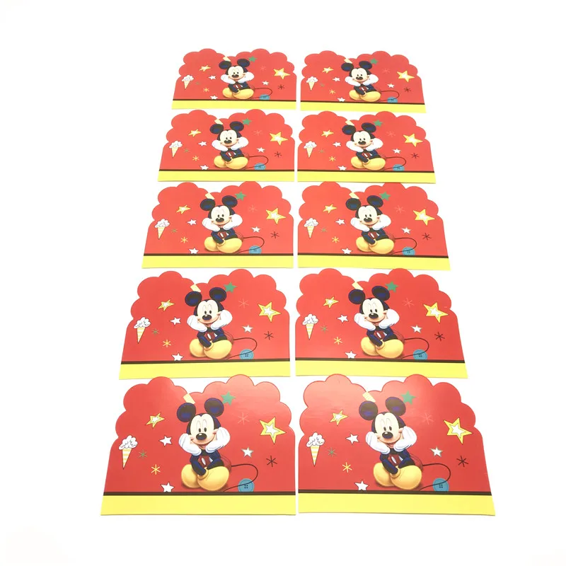  Mickey Mouse Party Tableware Paper Cups Plates Hats Birthday Boy Invitations Card Napkins Mickey Mo - 4000385833496