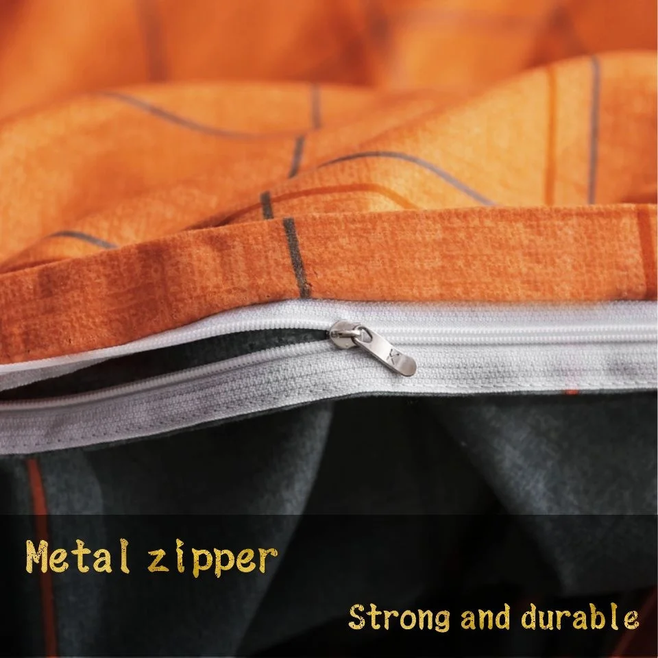  Orange Bed Set Plaid Strip Nordic Bed Cover Duvet Cover Bed Sheets Man Bedding Sets Autumn Winter B