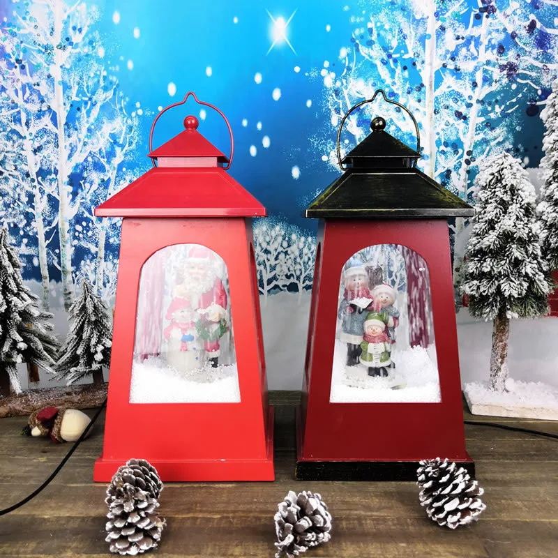 Фонарь, рождественские, снежные, новогодние украшения, портативный музыкальный Снежный маяк, Санта Клаус, рождественские игрушки, игрушки