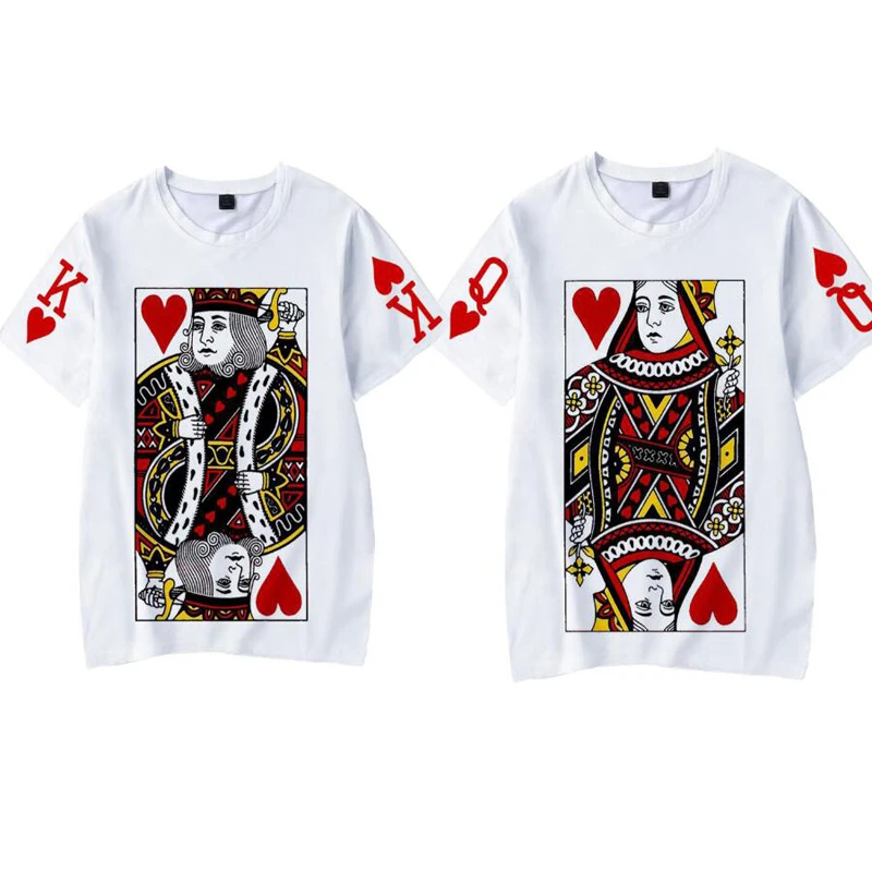 

Fashion Graphic Printing King Queen 3D T Shirt 2019 Summer Women Men Short Sleeve Casual Couple Matching Clothes