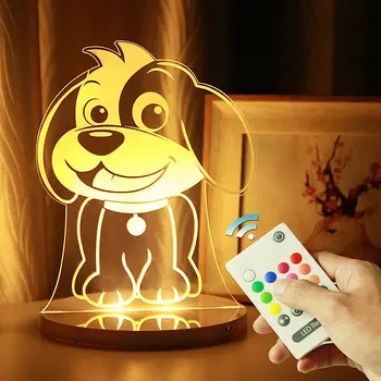 

RGB 3D Cartoon LED Table Desk Night Light with Remote Control USB Powered for Kid bedroom Gift