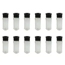 12 шт пластиковый горшок для специй, бутылки для приправ, шейкеры для перца, соляная банка, банка для приправ, для барбекю, кухни, черный