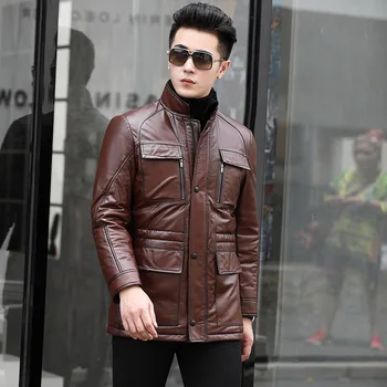 

Genuine Leather Jacket Men Cow Leather Duck Down Winter Coat Men Real Mink Fur Collar Jacket for Mens Clothes 2020 SY51N YY913