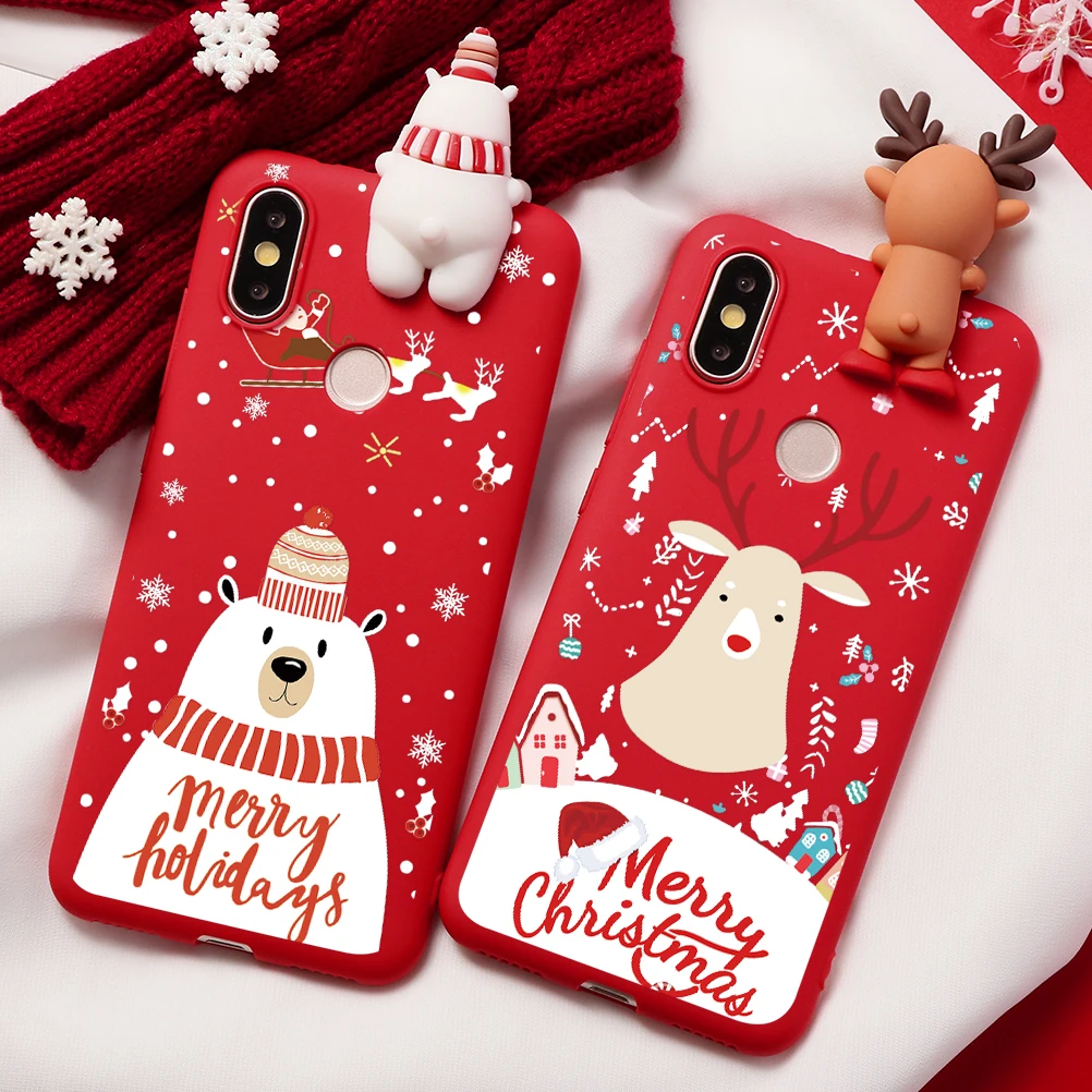 

Merry Christmas 3D Elk Bear Colorful Matte TPU Cover For Xiaomi Redmi Note 7 6 5 Pro 7S 6 Pro Mi CC9 CC9e 9 SE 8 Lite A2 A1 Case