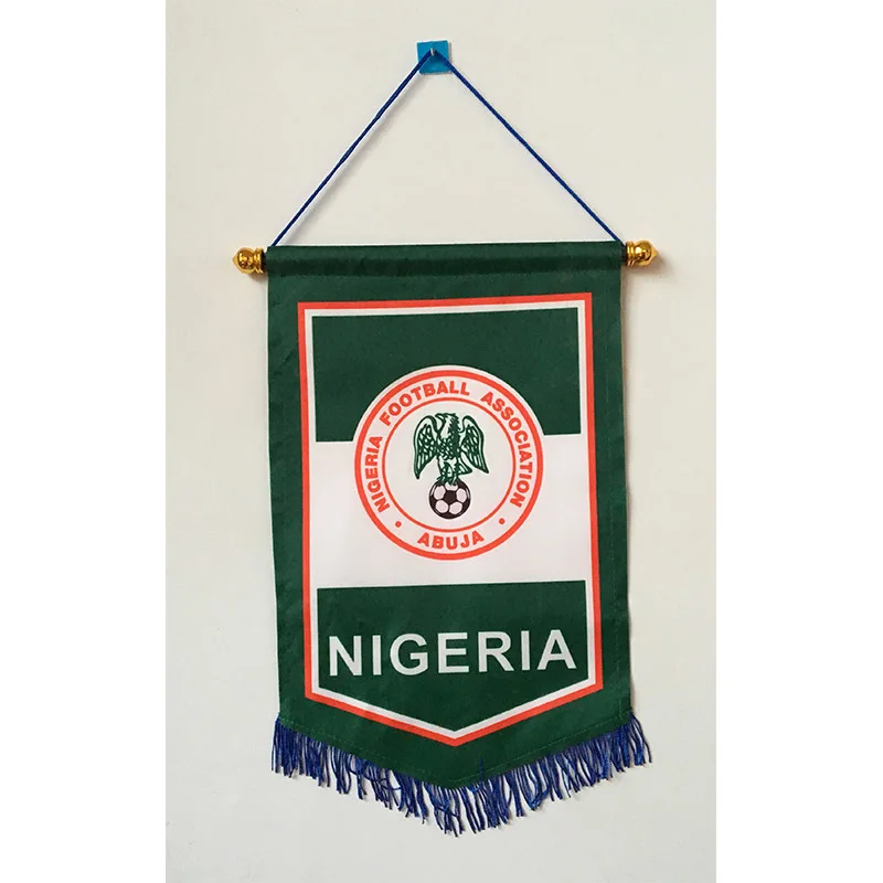 

2018 Football World Cup Nigeria National Football 36cm*23cm Size Double Sides Christmas decorations Hanging Flag Banner Gifts