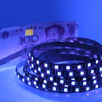 

1m 5m UV Led Strip light 5050 SMD 60leds/m 395-405nm waterproof Ultraviolet Ray Purple black PCB tape lamp for DJ Fluorescence