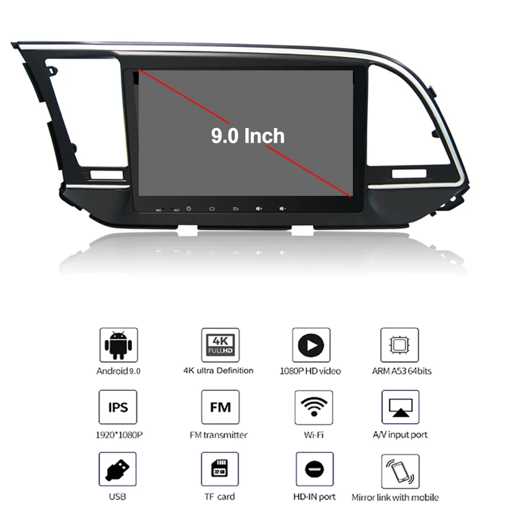 YAZH Android 9 0 4 + 64 Гб GPS навигация Мультимедиа для Hyundai Elantra 2016 2017 головное устройство с