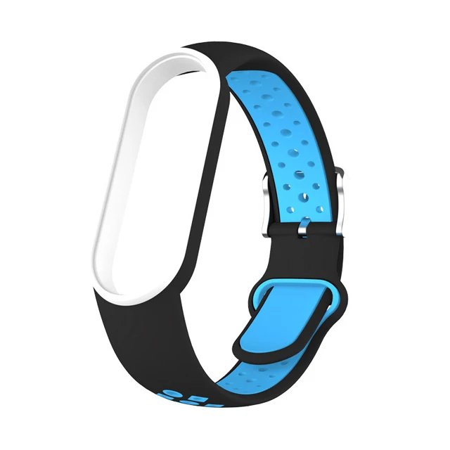 Belt For Xiaomi Mi Band 5 6 Two-color Silicone Bracelet Sport Breathable Strap For Miband 5 Miband6 Replacement Wristband black blue
