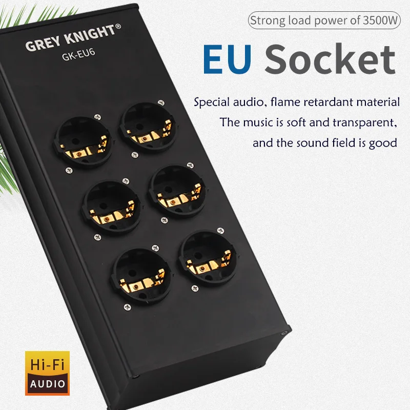 Grey Knight Gk-Eu6 In Lega Di Alluminio Eu Hifi Power Socket Hifi Power Strip Hifi Power Filter Convertitore Amplificatore Ad Alta Potenza