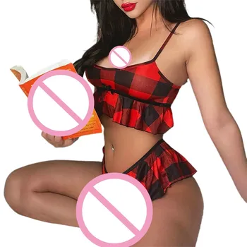 

Women 2 Piece Top Shorts Sexy Casual Suit Ruffles Decorated Sleeveless Red Palid Printed Exposed Navel Low-Cut Chest Sets