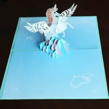 3D единорог поздравительная открытка всплывающие поздравительные праздничные открытки подарки на Рождество Новогодний подарок бумага для поздравительных открыток ремесло