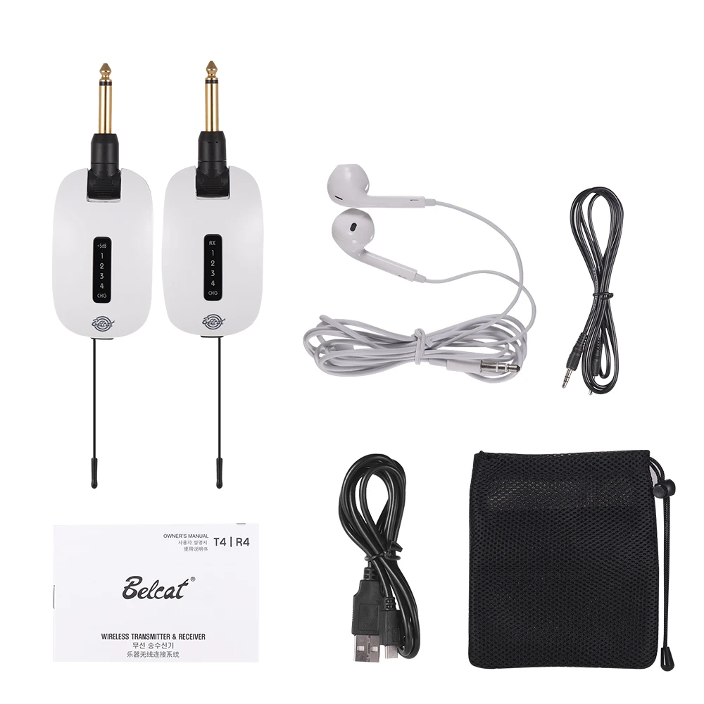 Belcat T4R4 UHF Гитара Беспроводная система электрическая гитара бас аудио передатчик приемник Встроенный перезаряжаемый аккумулятор Макс. 100 м