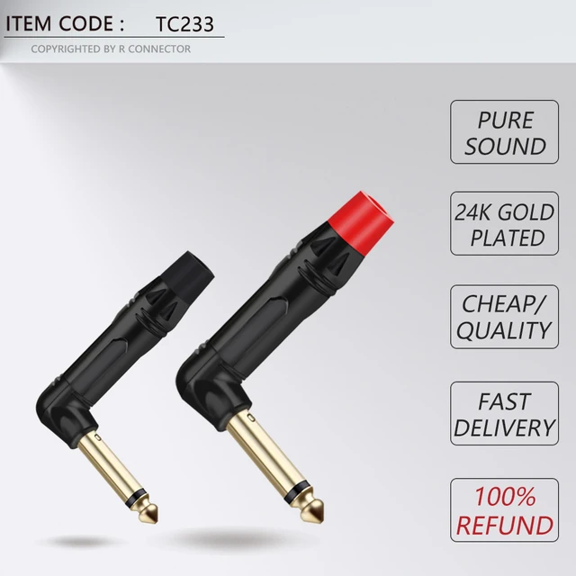 1Pcs 6.3 2 Pole Mono / 3 Pole Stereo Jack 6.35mm Audio Plug Gold-Plated 6.3MM  1/4 Inch Microphone Soldering Cable Connector - AliExpress