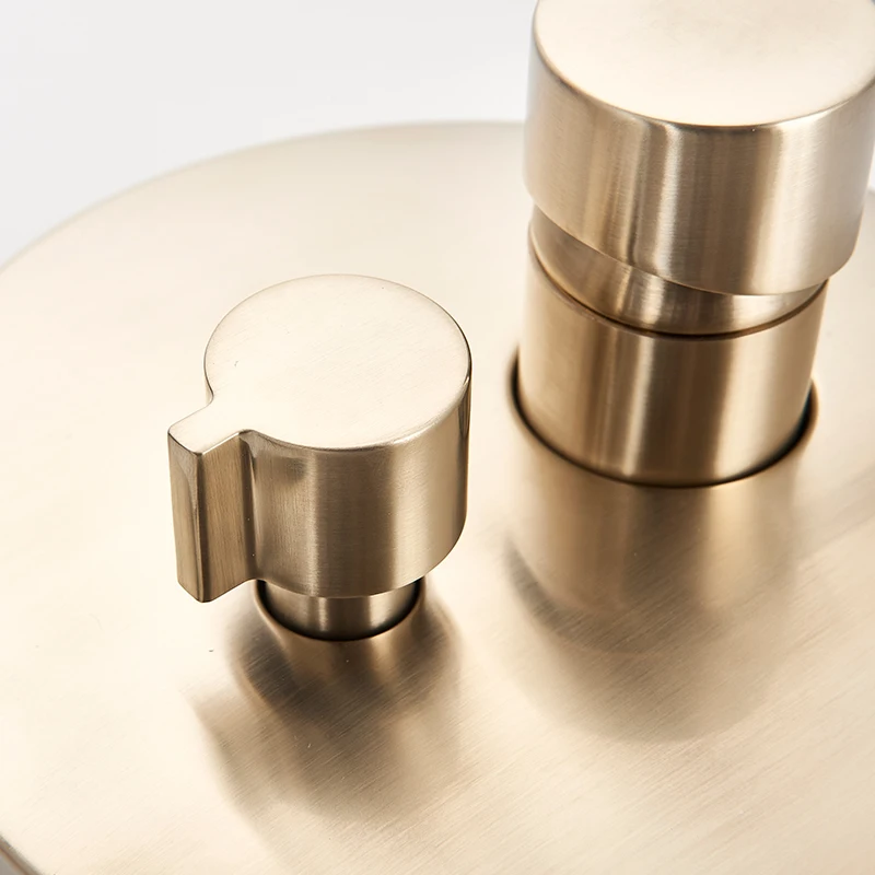Solid Brass Brushed Gold 2-ways Concealed Shower Mixer Control Valve Round and Square Concealed Box Valve Faucet Cartridge