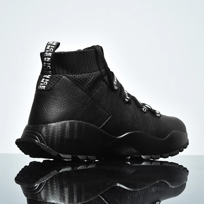 

New High Top Sneakers Men Running Shoes Breathable Leather Athletic Outdoors Sport Shoes Men Trainers Lace-up Men Sneakers