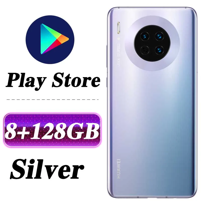 6,62 дюймов,, HUAWEI mate 30, мобильный телефон Kirin 990, четыре ядра, Android 10, датчик жестов, 40 Вт, HUAWEI SuperCharge, Google play - Цвет: 8G 128G Silver