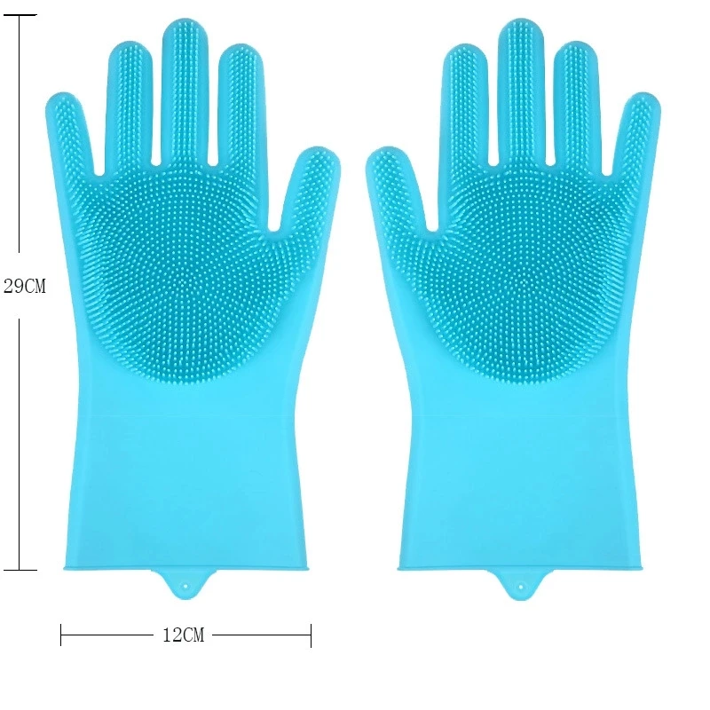 Кухонные силиконовые чистящие перчатки волшебные силиконовые моющиеся перчатки для посуды для бытовой силиконовый резиновый моющиеся перчатки - Цвет: 29x12cm