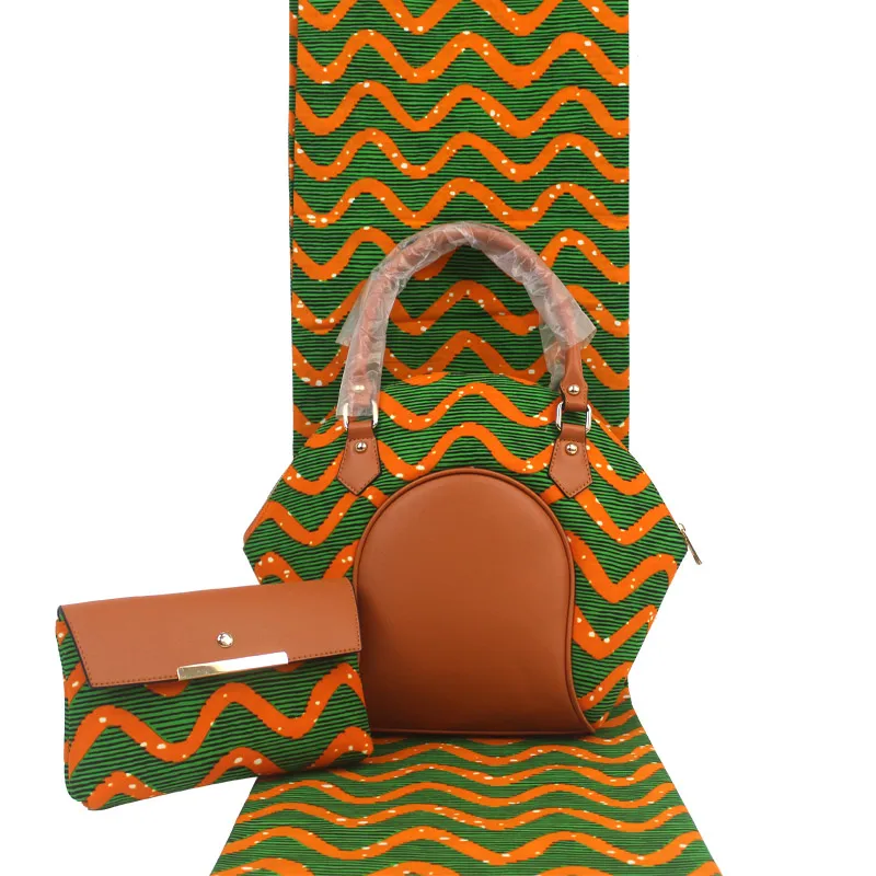 Африканская восковая Сумочка, набор, африканская восковая сумка с настоящей голландской вощеной тканью, 6 ярдов, хлопок, для женской сумки H1903250 - Цвет: 18