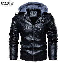 BOLUBAO, мужские кожаные куртки с капюшоном, пальто, Осень-зима, мужские модные плотные теплые однотонные кожаные куртки, мужские куртки, одежда