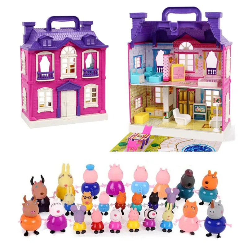 

Peppa pig George Family Friend Toys House Dolls Set Action Figure Original Peppa pig Anime toy for children Cartoon Party Dolls