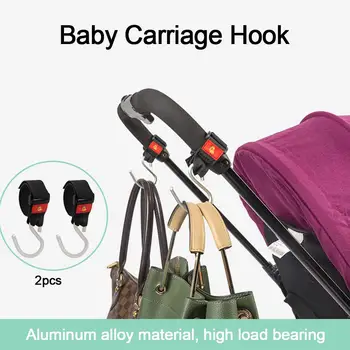 

2PCS Baby Stroller Metal Hook Through Outdoor Universal Stroller Accessories Can Be Fixed Shopping Bag Clip Diaper Change Bag