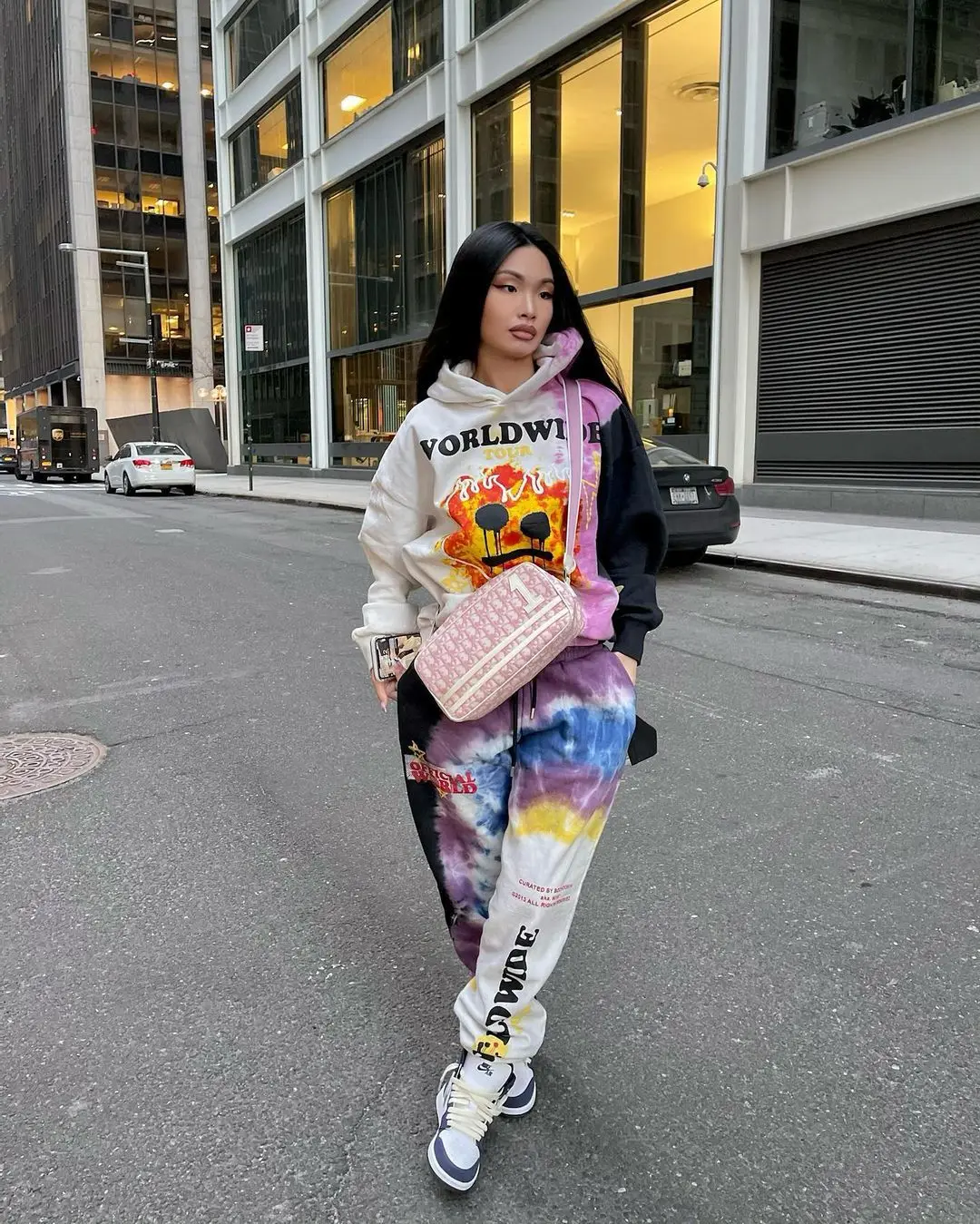 

Chocomist Two-pieces Casual Street Wear Hip-hop Print Hooded Women Pant Set DD0122