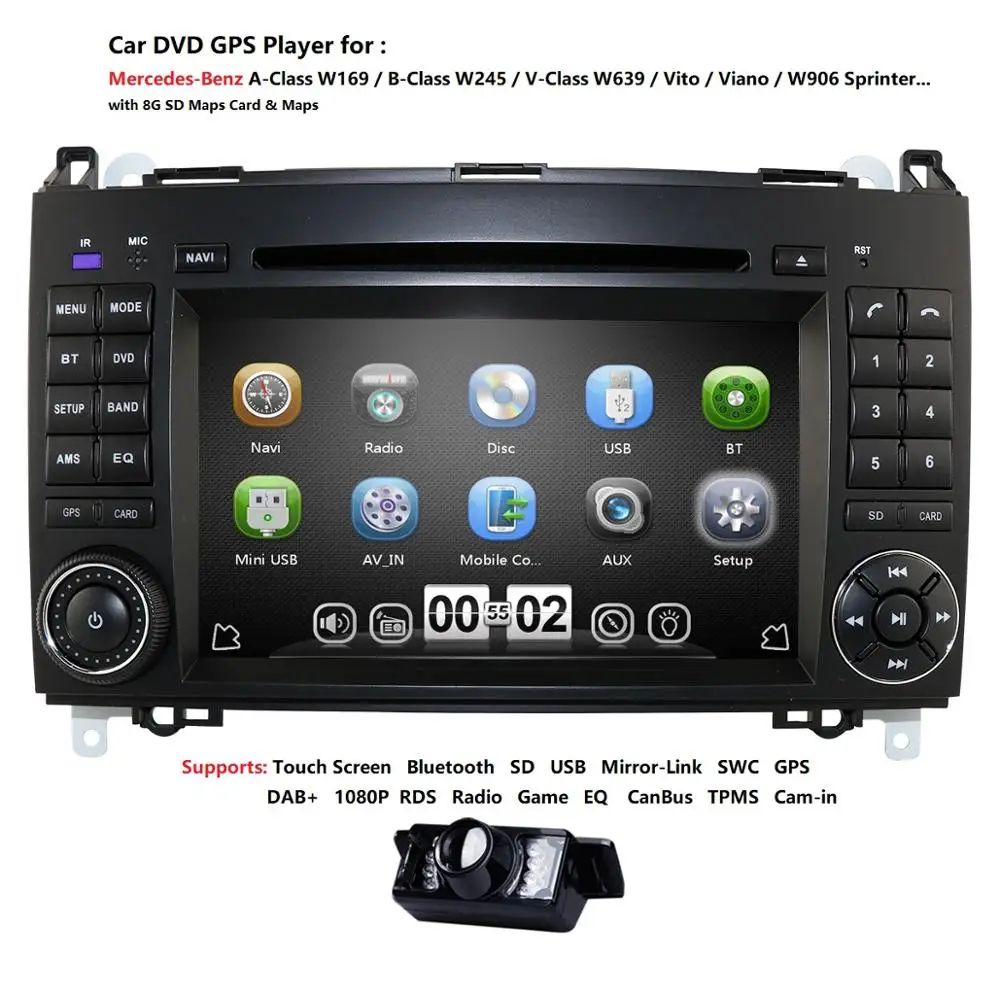 Радио автомобильный DVD плеер GPS стерео для Mercedes Benz Sprinter B200 W209 W169 B class W245 B170 Vito W639