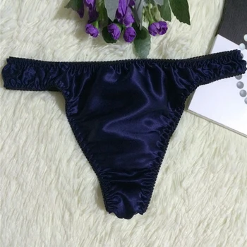 

Men's Silk Sexy Soft Briefs Thong T Panties Solid Color Comfortable Breathable Men's Thong Health Silk Leggings Underwear