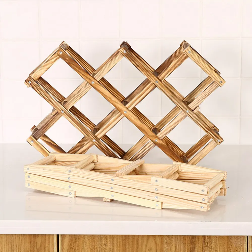 1 Pcs Wooden Wine Bottle Holders Creative Practical Collapsible Living Room Decorative Cabinet Red Wine Display Storage Racks
