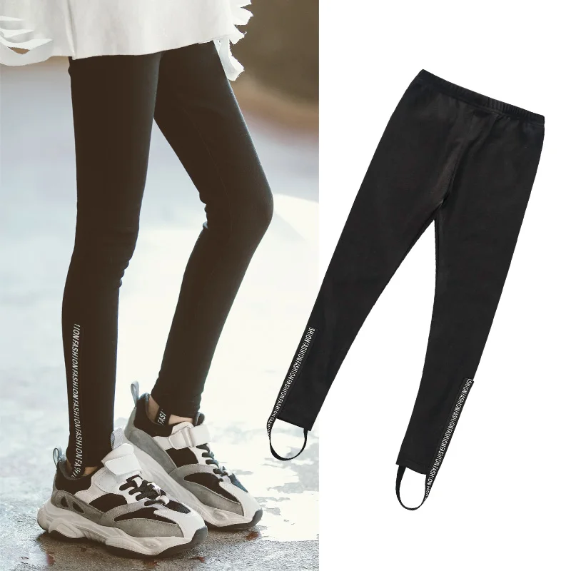 

BEY2020047 Spring Winter Kids Elastic Long Leggings Baby Girl Thin Tight Pants Children Cotton High Waist Outwear Trousers 4-10Y