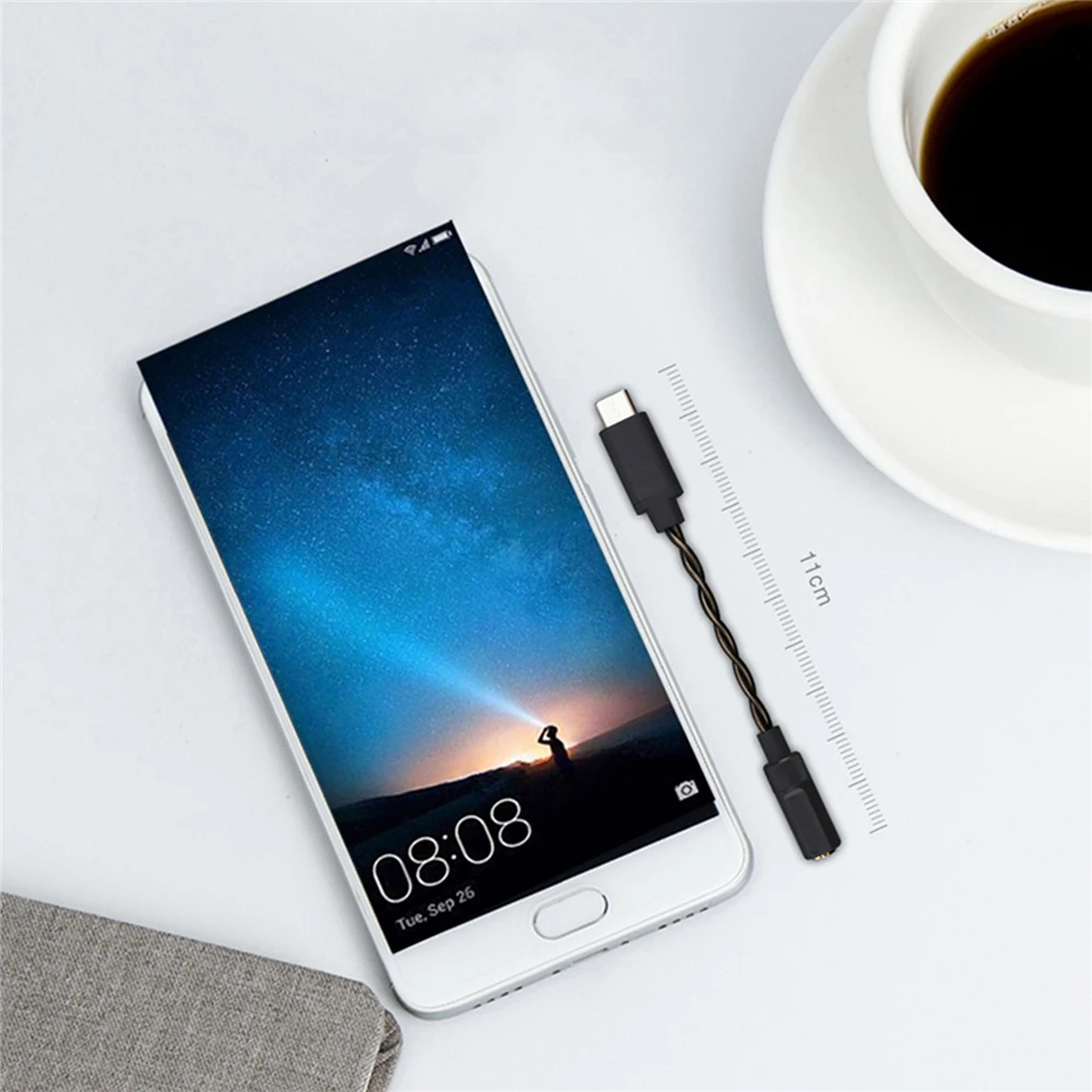  Portable HiFi Audio Type-C to 3.5mm Cable Converter DAC for MacOS/Windows/Smartphone Headset Amplif