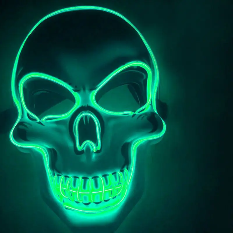 Unisex Halloween Light Up Mask Cosplay LED Scary Death Skull EL Wire Neon Fluorescent Festival Party Cosplay Costume Decoration