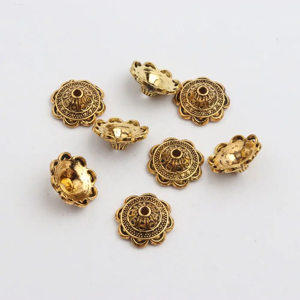 20 stücke 15-18mm Retro Antike Blume Lose Spacer Große Perlen Kappen Für Schmuck Handgemachte Armband Zubehör großhandel Versorgung – Detail 6