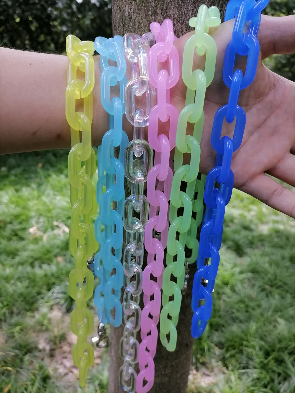 FishSheep Fashion Neon Color Acrylic Chain Necklace For Men Women Harajuku Punk Resin Big Choker Necklace 2020 Fashion Jewelry