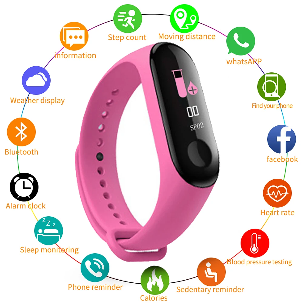 

M3 Plus Smart Bracelet Heart Rate Blood Pressure Health Waterproof Smart Watch M4 Pro Bluetooth Watch Wristband Fitness Tracker