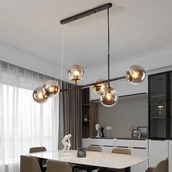 

Nordic designer gold black Luxury pendant lights living room decoration Smoke Grey Glass pendant lamp bedroom lighting fixtures