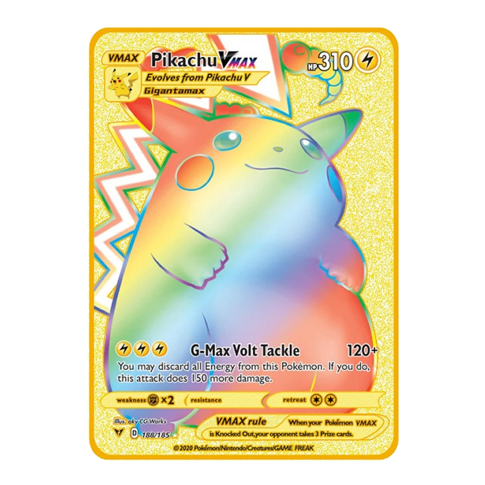 Карты Pokemon Gold Metal Vmax Energy Card Charizard Pikachu редкая коллекция Боевая тренировочная карта