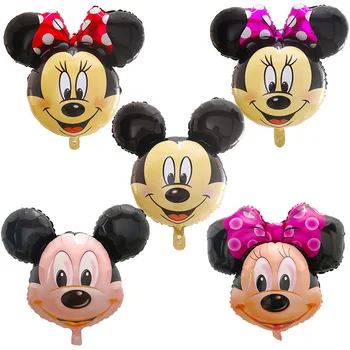 

50pcs Large Minnie Mickey Foil Balloons Pink Bowknot Minnie Head Balloons Wedding Birthday Party Decor Supplies Globos Air Ball