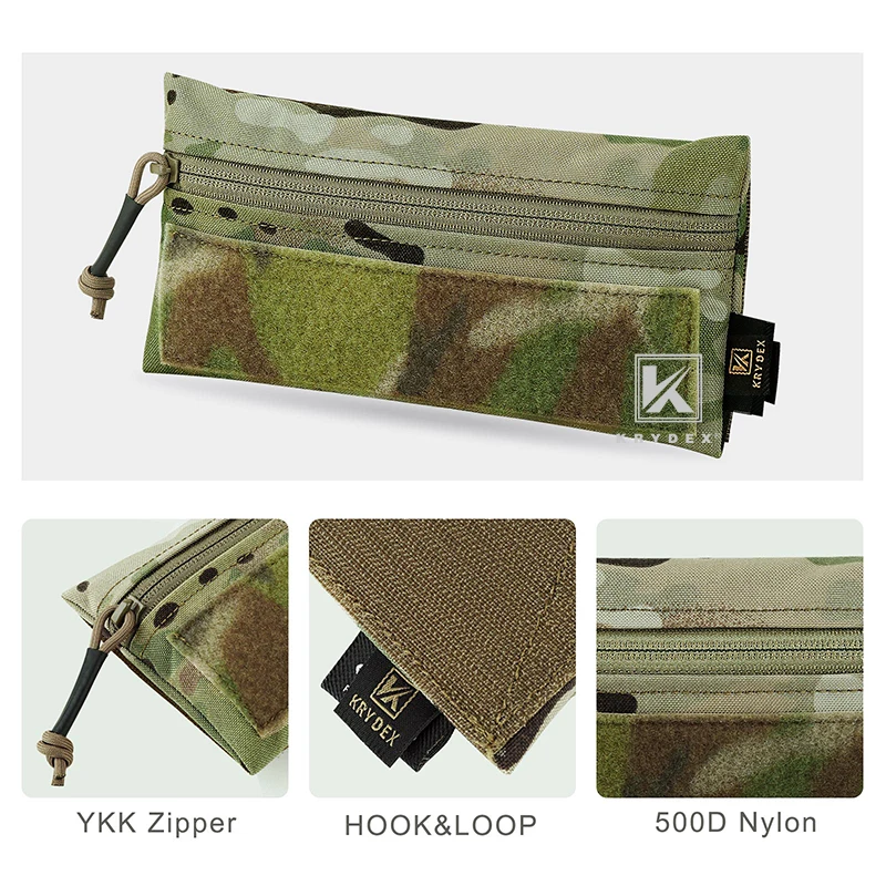 KRYDEX Tactical Front Candy Pouch Zipper Bag Cover Panel Hook Back for Chest Rig 