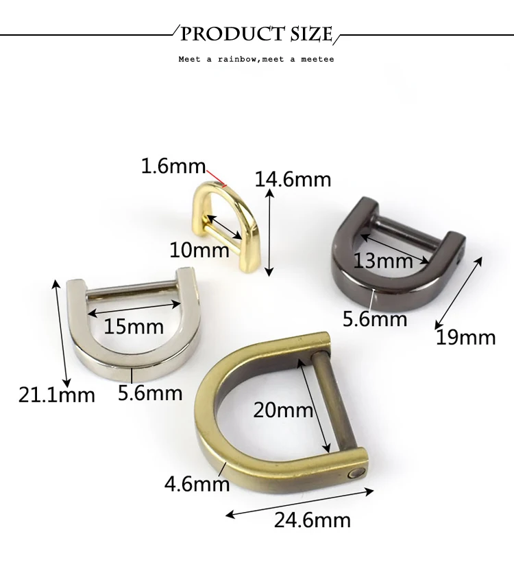 10pcs 13/16/19mm Metal O D Ring Detachable Screw Buckles Shackle Clasp for Bag Strap Belt Hang Buckle Leather Craft Accessories