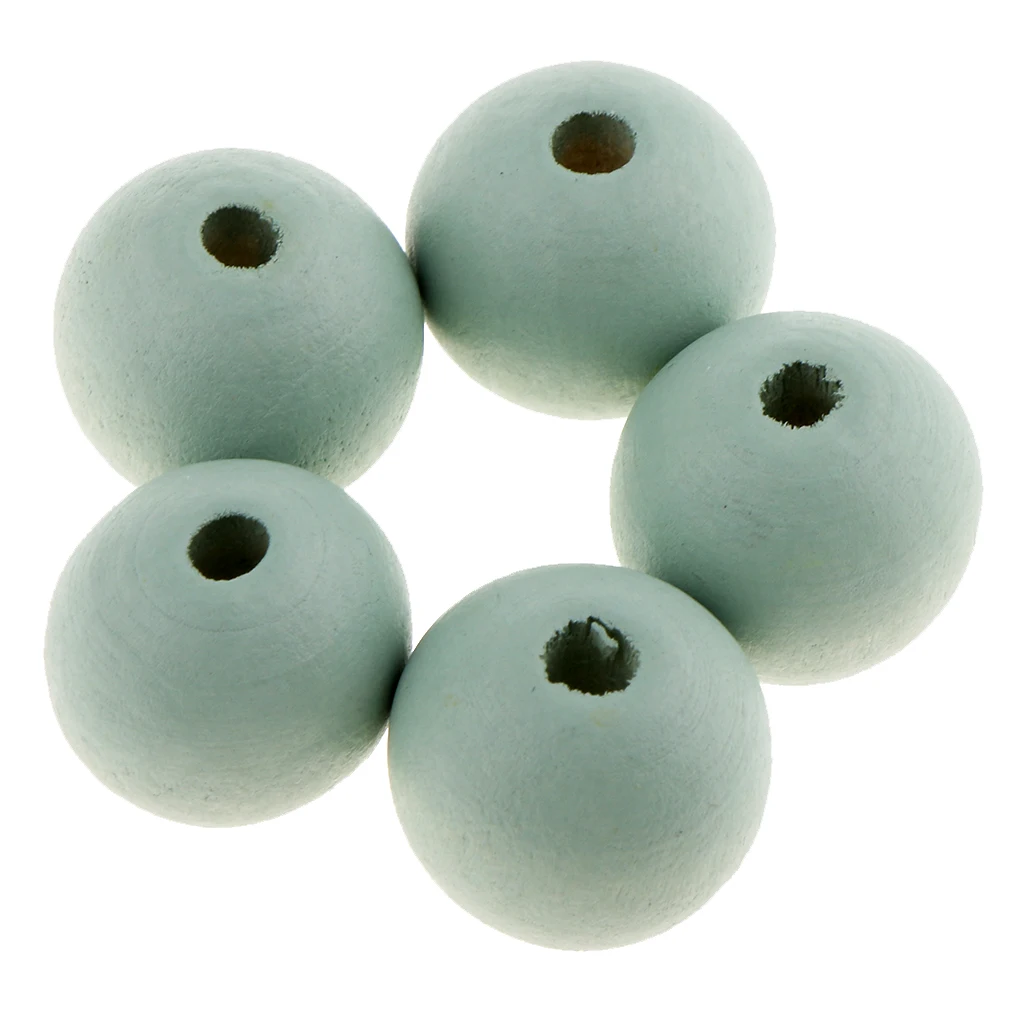 30 Pieces Round Ball Wood Spacer Beads DIY Necklaces Bracelets Jewelry Findings Charms 18mm Sewing Craft 