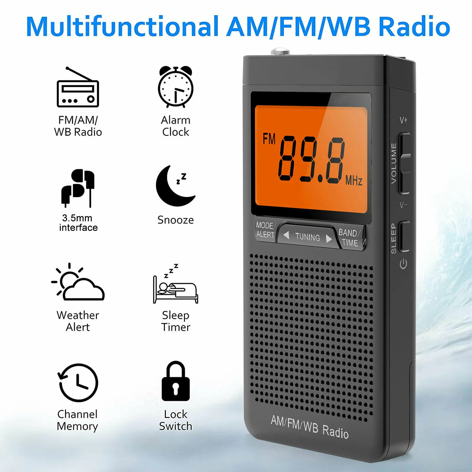 and Traveling Camping Portable AM/FM/NOAA Weather Vintage Radio for Emergency Retro Walnut Wood Battery Operated Radio with Bluetooth Speaker AUX Player for Walking 