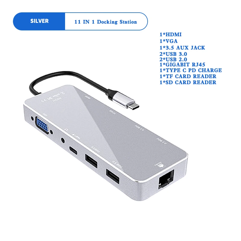 Asunflower Многофункциональный USB C концентратор для MacBook Pro док-станция 4K HDMI A VGA адаптер type C к USB 3,0 2,0 RJ45 с PD зарядным портом