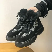 Женские ботинки г. Зимние ботильоны женские Ботинки теплая женская обувь на плоской платформе с кружевом, размер 35-40