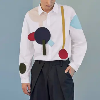 

Men Shirt Printed Long Sleeve 2020 Streetwear Lapel Camisa Chic Fashion Casual Patchwork Brand Hawaiian Shirts Men S-5XL INCERUN